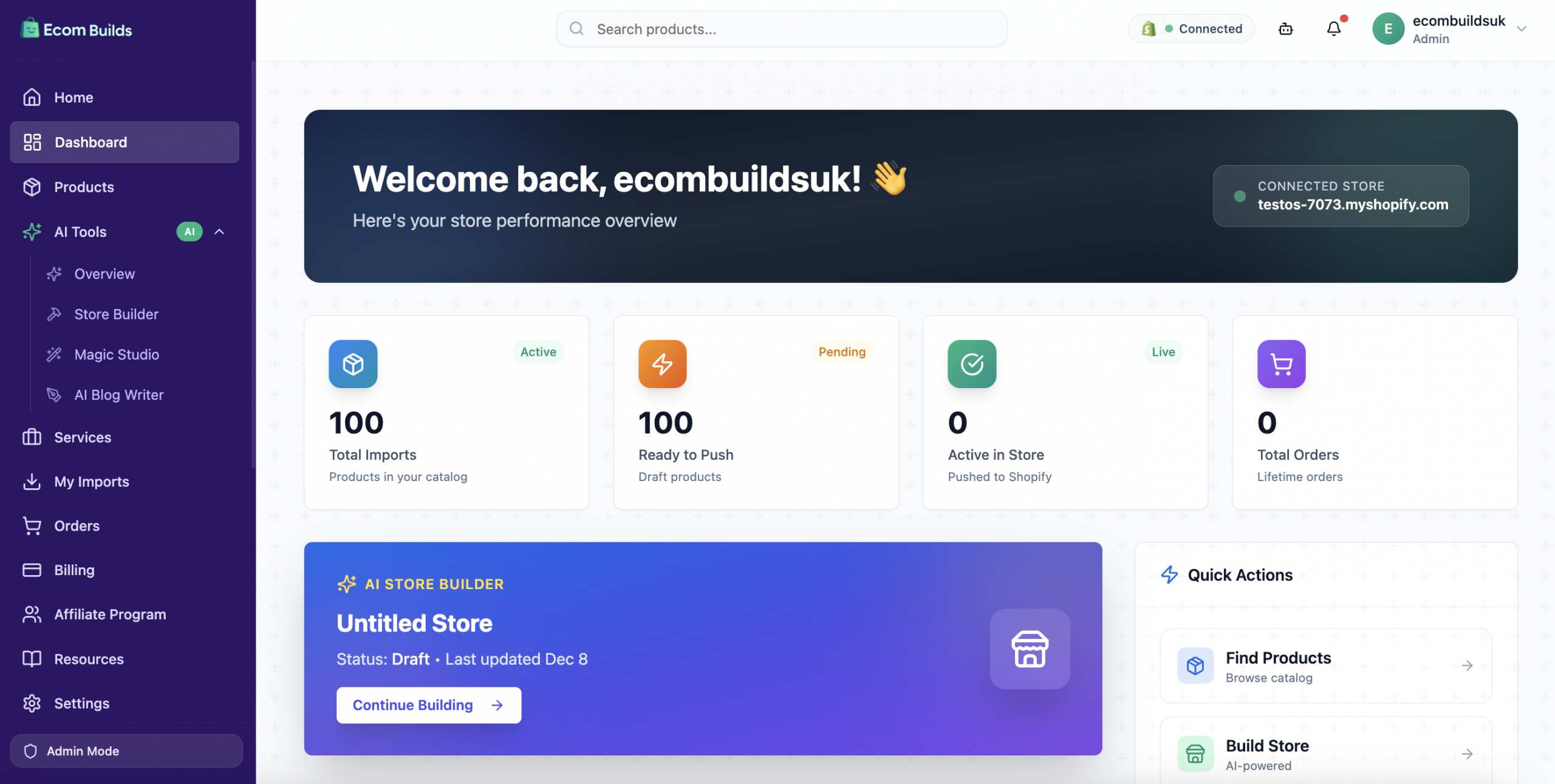 DropClicker Dashboard Screenshot